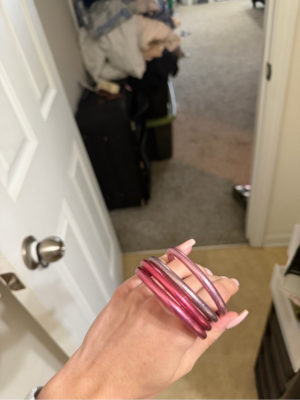 Metallic Pink Stackable Bangle Bracelet Set